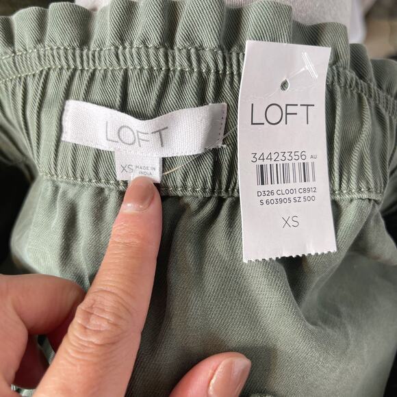 New LOFT XSmall XS Olive Green Emory Shorts Lyocell Drawstring Waist Pockets - Picture 6 of 8